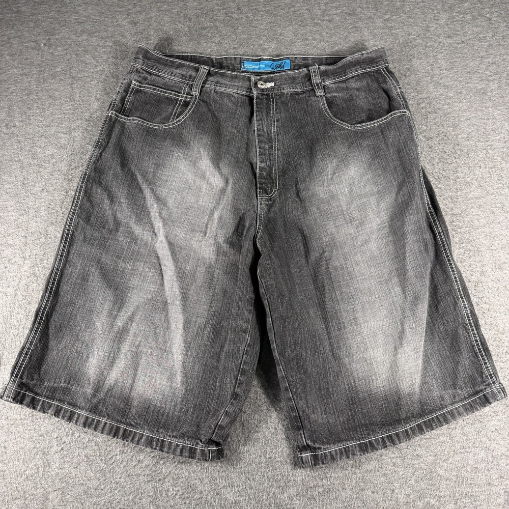 Vintage Y2K Wckd Black Whiskering Baggy Denim Jean Shorts Jorts Men's Size 40